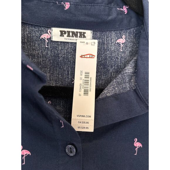 PINK Victoria Secret Flamingo Classic Oversized Shirt XS-Small NEW a46 - Picture 10 of 11